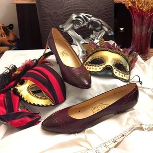 Ferragamo Burgundy slip on heels